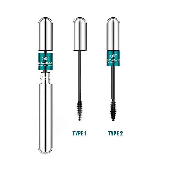 QIC Mascara 4d vedenpitävä hoikka paksu meikki Kaksi harjapäätä yhdessä Multicolor
