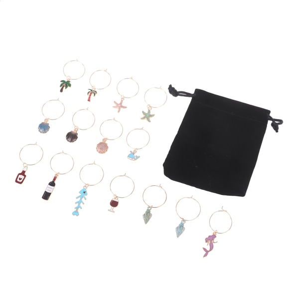 15 stk Vinglass Charms Markører Tags Identifikasjon