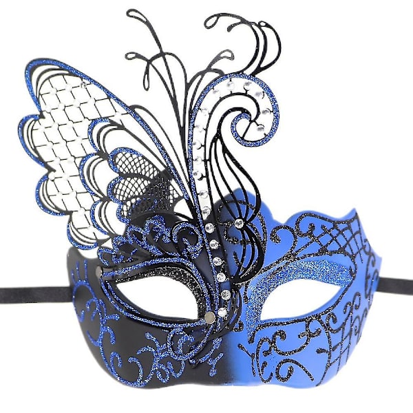 Halloween-karnevaali-pääsiäisen cosplay-naamiojuhla-asu päähine Metallirautaperhonen naamio naamio Blue