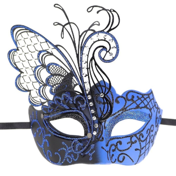 Halloween Karneval Påske Cosplay Maske Fest Kostume Hovedbeklædning Metal Jern Sommerfugl Maske Blue