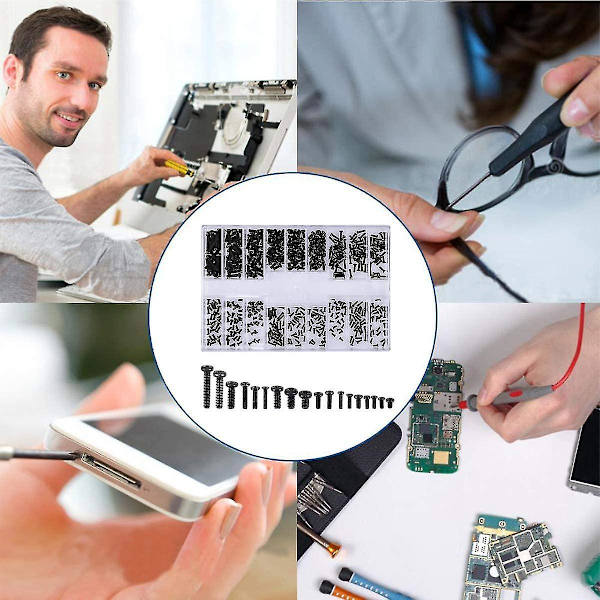 500 stk. Brilleskruer Rundt hoved Universal Laptop Screw Kit M1.2 M1.4 M2 Sort