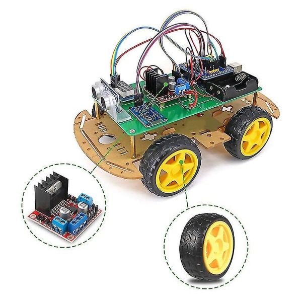 L298n Motor Drive Controller Board med DC-motorhjul för Arduino