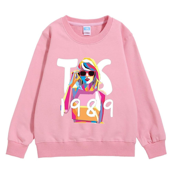 Lasten tytöt Taylor Swift 1989 Painettu Hupunalla Casual Löysä Pitkähihainen Pusero Hyvä Lahja - Täydellinen Vaaleanpunainen Pink 9-10 Years