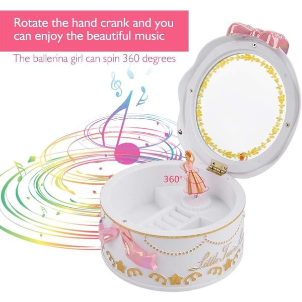 Zerodis Musical smykkeskrin Rotary Musical Box Ballerina dansende prinsesse gave til liten jente