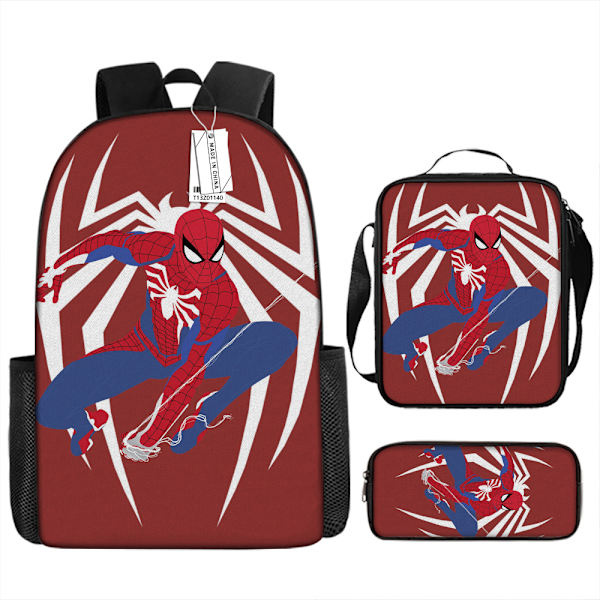 Spider-Man Ryggsäck Skolväska Pennfodral Lunchväska Tredelad Set