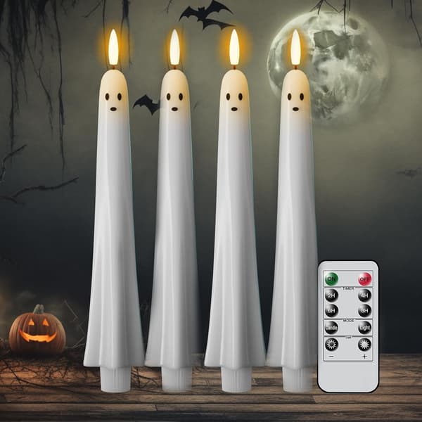 Flameless Taper Candles with Flickering Battery Operated and Remote Control and Timer (4-Pack) 4 Pack