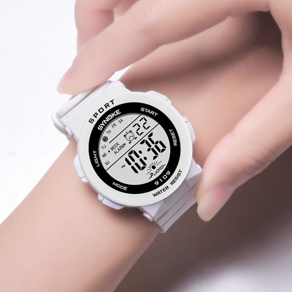 Multifunktionell, stötsäker, vattentät digital watch för barn med presenter i larmläge White