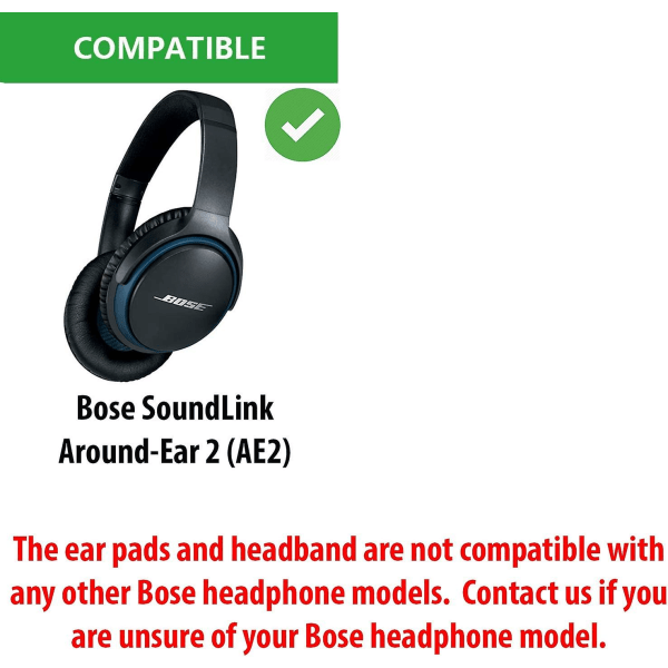 Udskiftning af Soundlink Ae2 ørepuder og Soundlink Ae2 hovedbøjlepude kompatibel med Bose Soundlink Around-ear 2 / Bose Soundlink Ae2 hovedtelefoner