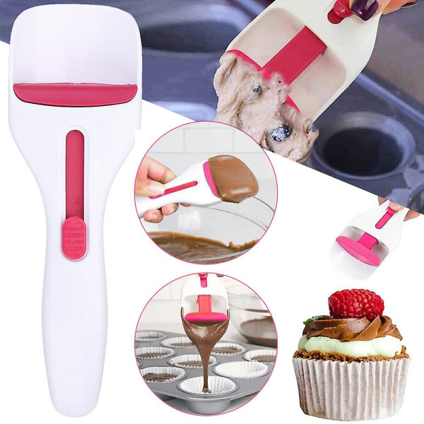 Gør-det-selv Cupcake Bageværktøj Kage Dej Distribution Scoop, One-touch Skydeknap Dej Ske, Dej Dispenser