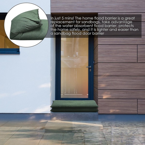 Vandaktiverede oversvømmelsesbarrierer til hjemmedøre, sandløse sandsække til anti-oversvømmelseskontrol, absorberende forebyggelse til garage og kælder 25*120cm