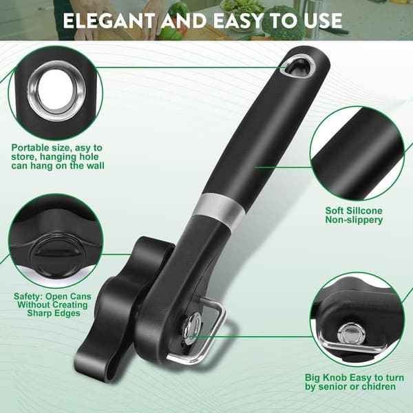 Safe Can Opener for Kitchen, Manual Can Opener without Sharp Edges