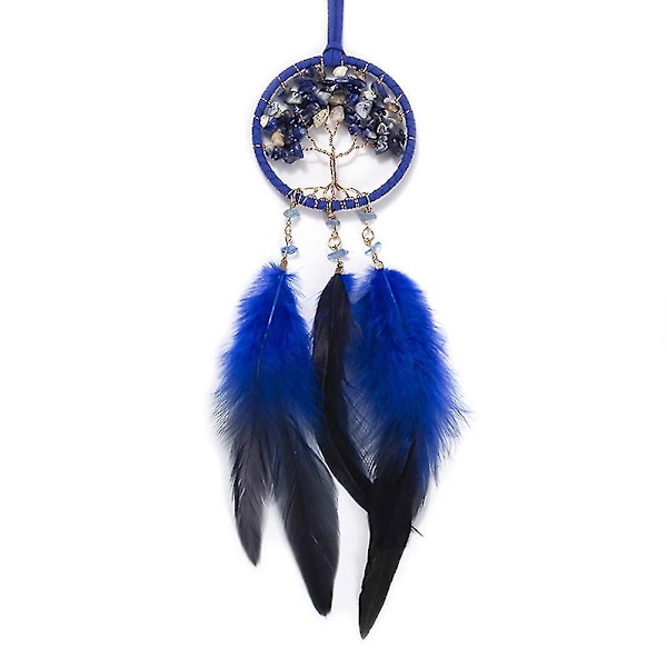 Mini-Feather Car Dreamcatchers Blue Dreams Catchers Pendant for Car Wall Hanging Decor Home Wind Chimes Ornaments