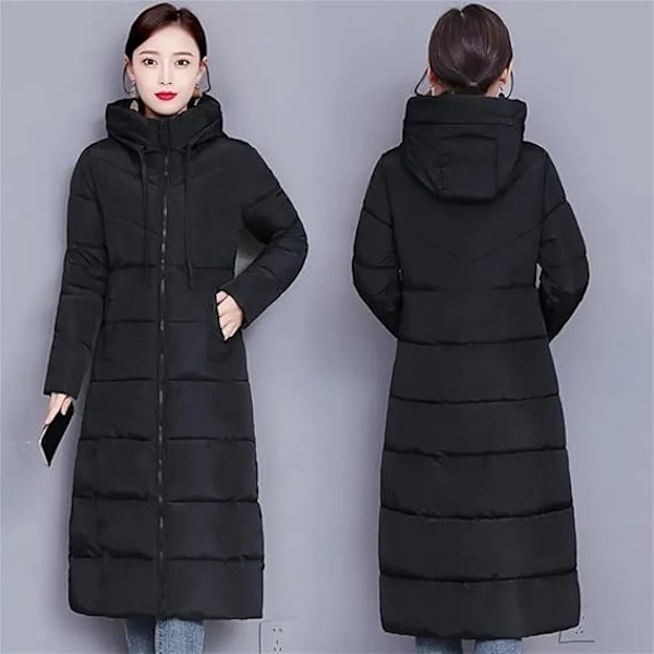 Damjacka i bomull, vinterjacka, parkas, dunjacka, bomullsjacka, vadderad pufferjacka, ytterkläder black 4XL