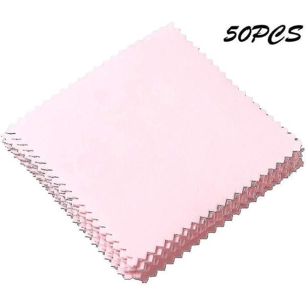 50 Pcs Soft Jewelry Cleaning Cloth Silver Pink Jewellery Polishing Cloths Pearl Cleaner Cloth For Sterling Silver Gold Platinum