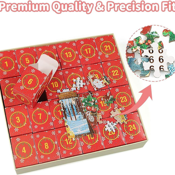 Julkalender med Blind Box, 1008-bitars Pussel, Stressavlastning, Överraskning, Kreativ Gåva