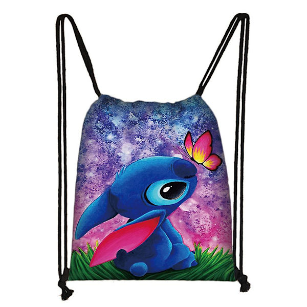 Lilo ja Stitch -kuvalla varustettu narullinen reppu lapsille, pojille, tytöille, liikuntaan, urheiluun, uintiin, kouluun, reppu, matkustamiseen 19