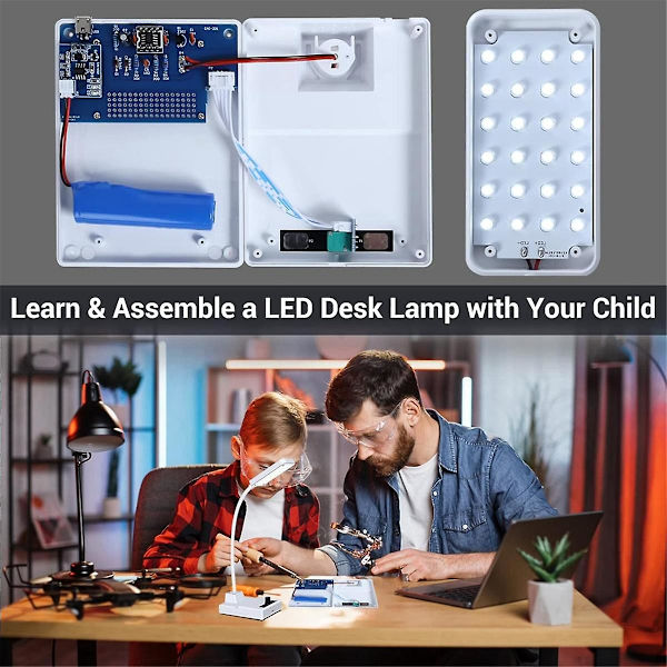 Loddeøvelseskit LED-skrivebordslampe med justerbar lysstyrke, DIY elektroniske loddeprojektsæt As Shown