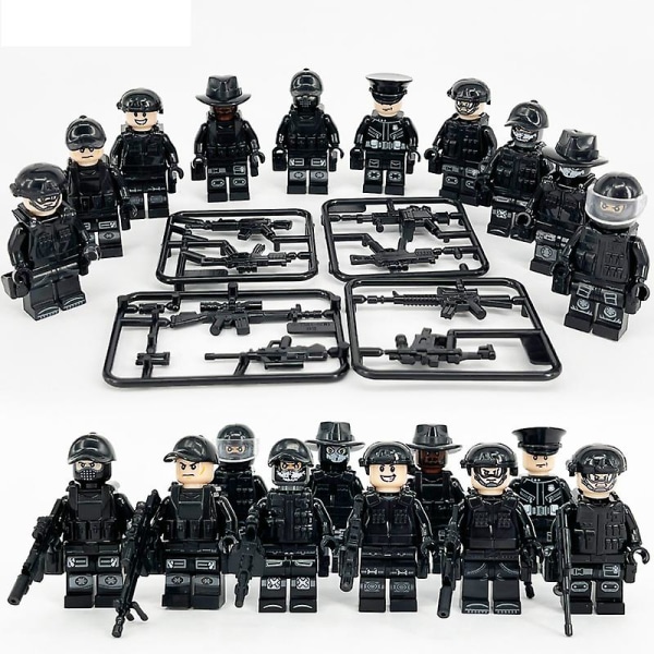 Set med 22 minifigurer och jeep militärserie skurk minifigurer byggklossleksaker