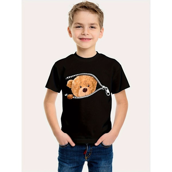 Minecraft T-shirt för pojkar och flickor, söt mönster tecknat tryck rund hals rolig kortärmad topp avslappnad vår sommar barn B 100cm