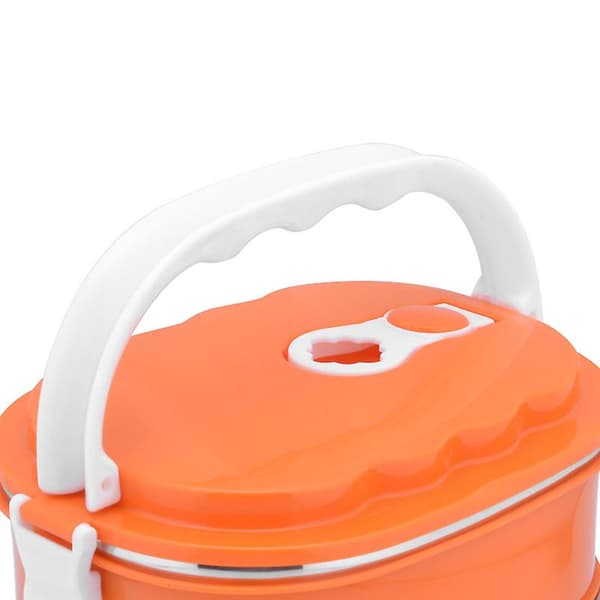Bærbar rektangulær matboks i rustfritt stål, isolert matbeholder for utendørs campingpiknik Orange hoarseness First floor