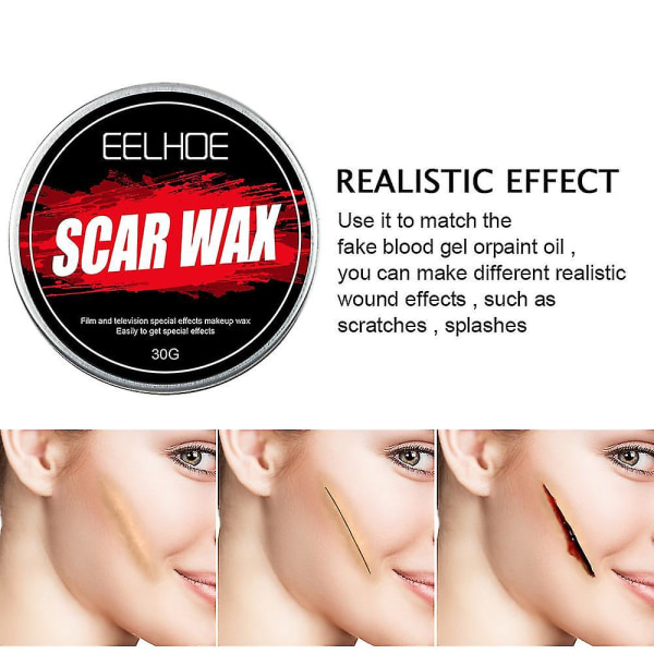 Eelhoe Halloween Makeup Effect Skin Wax Simulering Wound False Nose Makeup Props