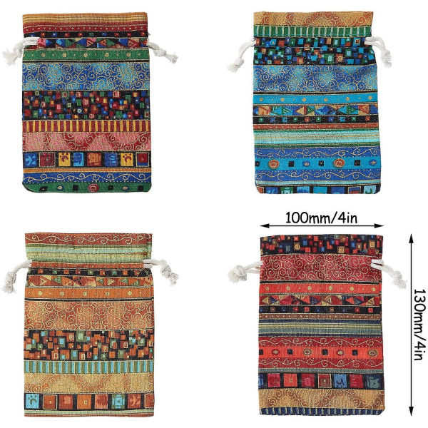 28-pak egyptisk stil smykker møntposer Aztec Print Snøre Gavepose Jul Nytårsdag Gavepose til Candy Bryllupsfest Valentine Favors