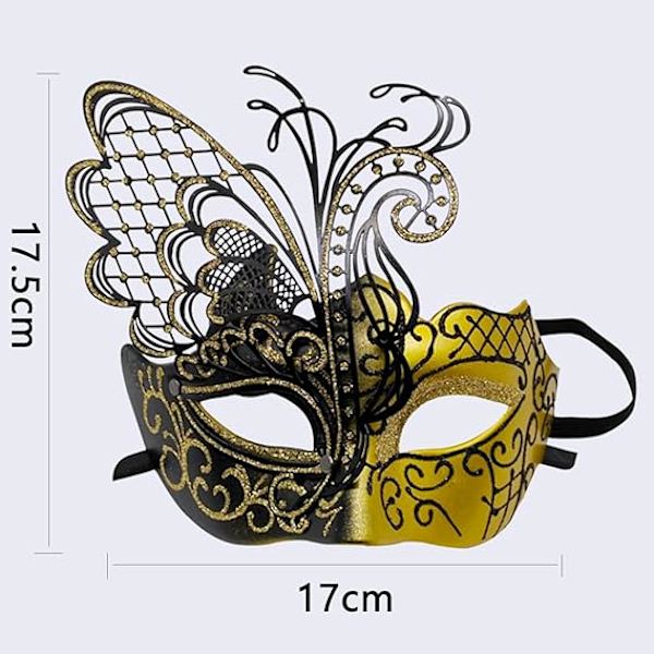 Mystisk Halloween Sommerfugl metal venetiansk maske. Velegnet til kvinders sexede kostumebal, maskerade, karnevalsfest, jul påske