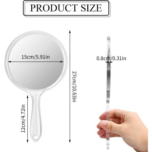 Handspegel med handtag Dubbelsidig spegel 1X/3X Förstorande sminkspegel Sminkspegel rund form för daglig makeup för damer