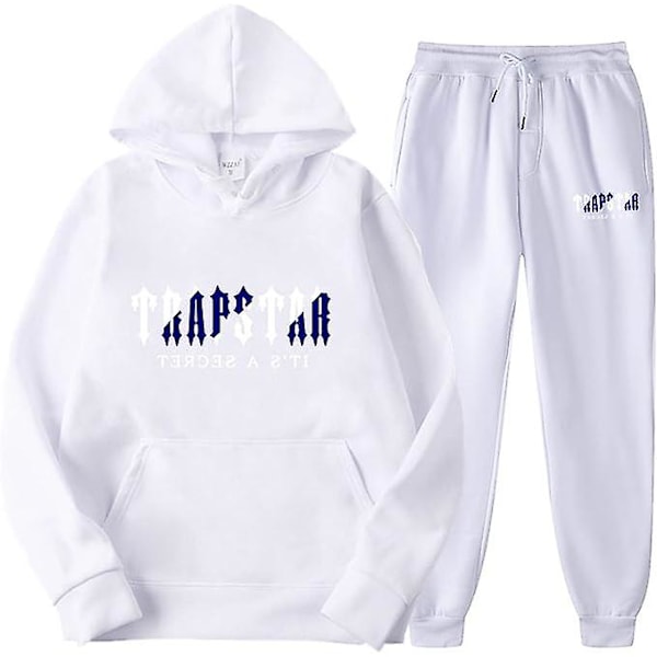 Joggingdragt Mænd Trænings Sæt Hoodie Top Sportstøj Langærmet Trøjer Hoodie Bukser Sportstøj Casual Sport Hvid XXL white xxl