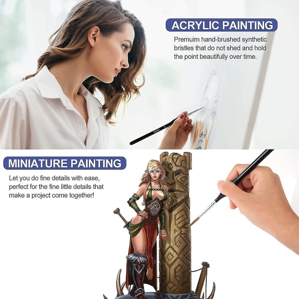10-pak detalje penselsæt - Premium miniature malerpensler, fine detaljerede pensler til Warhammer 40k miniature figurer, fine detaljer af