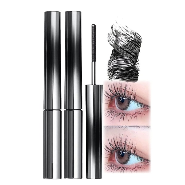 Børsteløs metal mascara, vandtæt metal mascara, 3d mascara fiber vipper sort slank ikke-udsmurt langvarig 2pcs