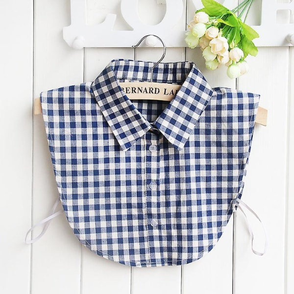 Anti-fold Half Shirts False Collar Plaid Aftagelig bluse