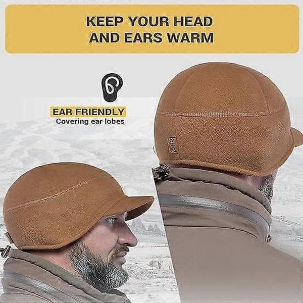Fleece Vintermössa med Skärm - Herr - Öronlapp Skärmmössa Brown
