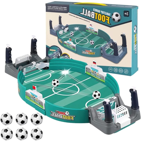 Fodboldspil for to: Interaktivt bordfodboldlegetøj med bord, bolde og bræt.