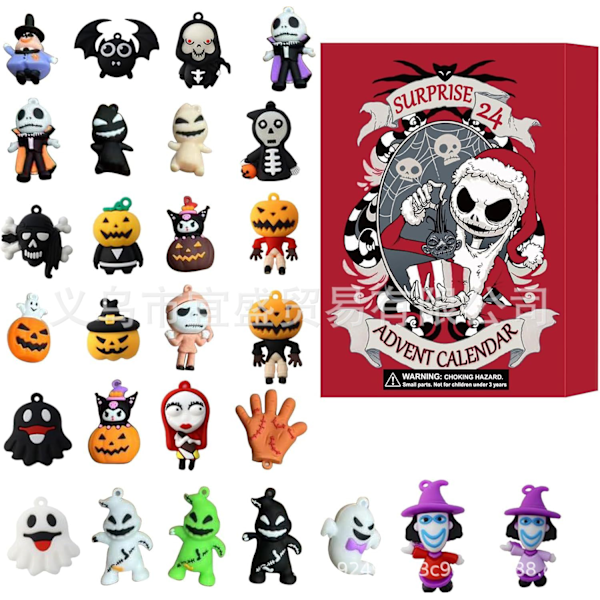Jule-blindboks med zombie-pynt - Gyser-zombie-nedtælling 24-dages kalender - Blindboks - Jule-gotisk