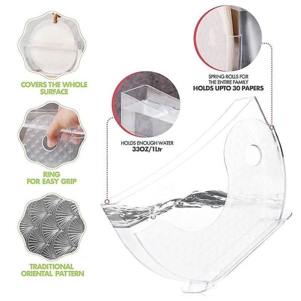 Rispapir vandskål BPA-fri fødevaregodkendt opvaskemaskine Sikker genanvendelig rispapirholder Sommer Spring R