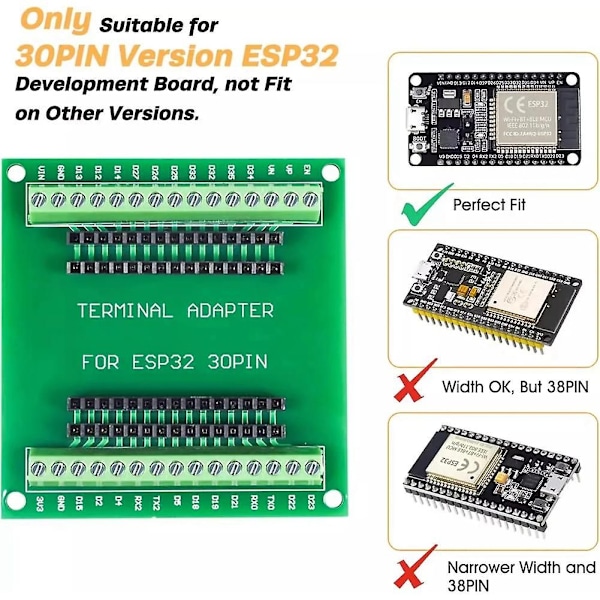 ESP32 Expansionskort 30Pin GPIO Breakout Board Kompatibel med 30 Pins ESP32 Utvecklingskort Green