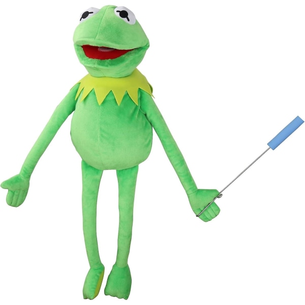 Kermit froske hånddukke, froskeplysj, The Muppets Show, myk froskehånddukke egnet for rollespill - grønn, 24 tommer Frog Puppet - Control Rod