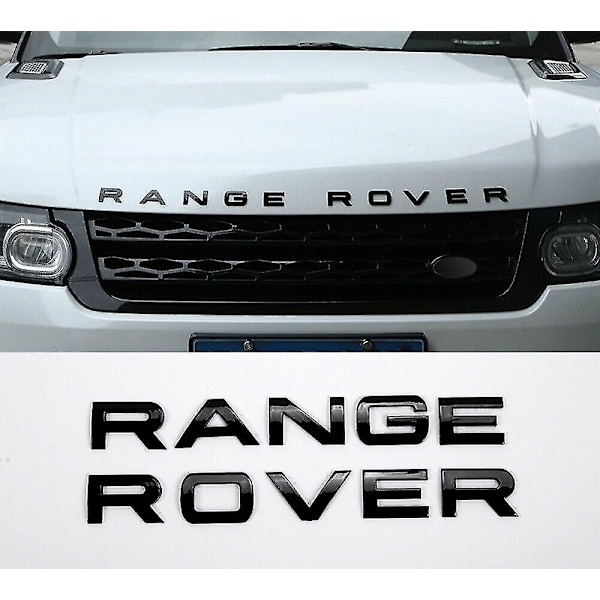 Glans Sort Range Rover Frontgrill Hætte Badge Emblem Og Bagside Bogstav Badge (pakke med 2)