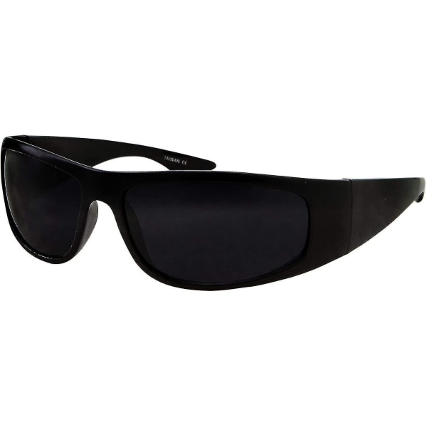 Super Dark Lens Black Solglasögon | Biker Style Rider | Linda runt ram