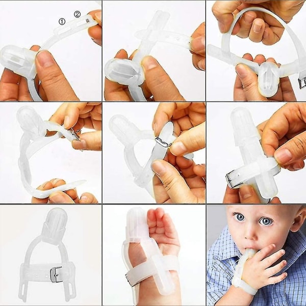 Forebygging av tommelsuging for småbarn, fingerbeskytter Tommelsugende neglebiting forebyggende behandlingssett for 1-5 år baby
