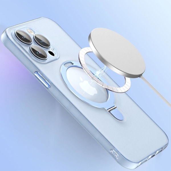 Genomskinligt Magsafe- case kompatibelt med Iphone 15 Pro Max, matt PC Stötsäkert tunt cover med magnetisk ringhållare Green