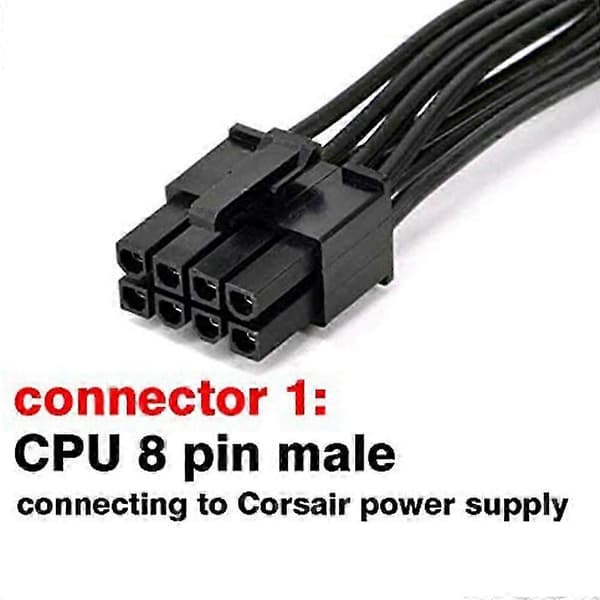 CPU 8-bens han til CPU 8-bens (4+4) han EPS-12V bundkort strømadapterkabel Black