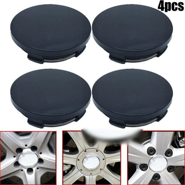 4 stk./sæt 60mm Bilhjul Center Hub Caps Universal Abs Køretøj Dæk Fælg Dæksel Beskytter Dekoration Bil Tilbehør Black CN