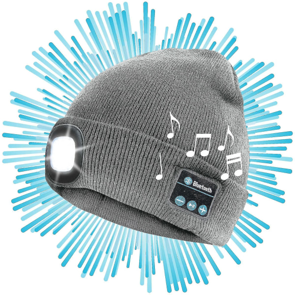 Bluetooth Led Pipo Lämmin Eristävä Ladattava Hattu Bluetooth Kaiuttimilla ja Led Light Lämmin Pipo blue