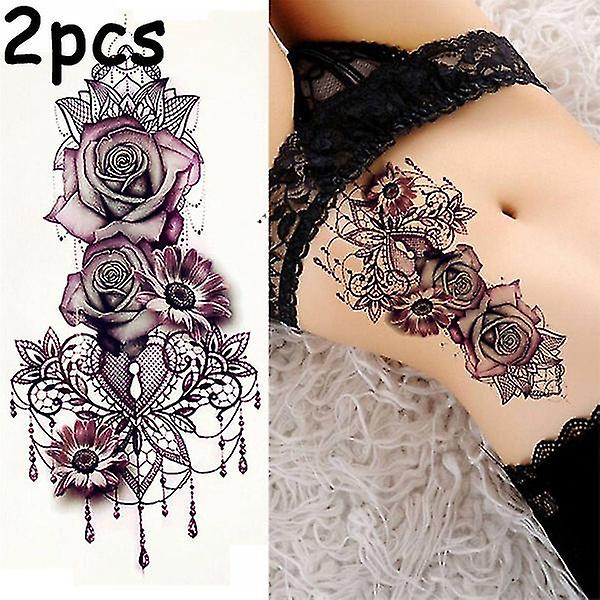 Rose Water Transfer Tattoo Stickers Kvinnor Kroppskonst Tillfällig Tattoo Girl Tatueringar Arm 3d