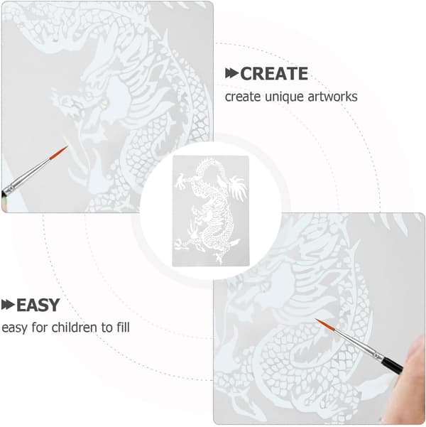 Dragon Year Hollow Painting Stencils 2 Pcs Reusable Plastic Drawing Templates for Wall