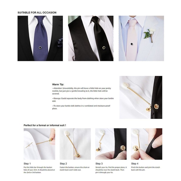 Ghyt Fashion Tie Clip Tie Tack Handgjord rund boll metall slipsnål, 1 st-guld