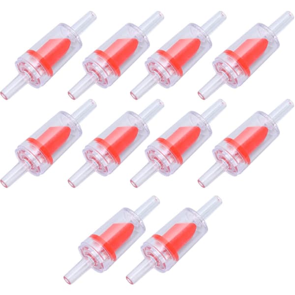 10 stk. 4 mm PP kontraventil til akvarieluftpumpe, 1-vejs vandspærreventil til akvarium, rød (LGL)