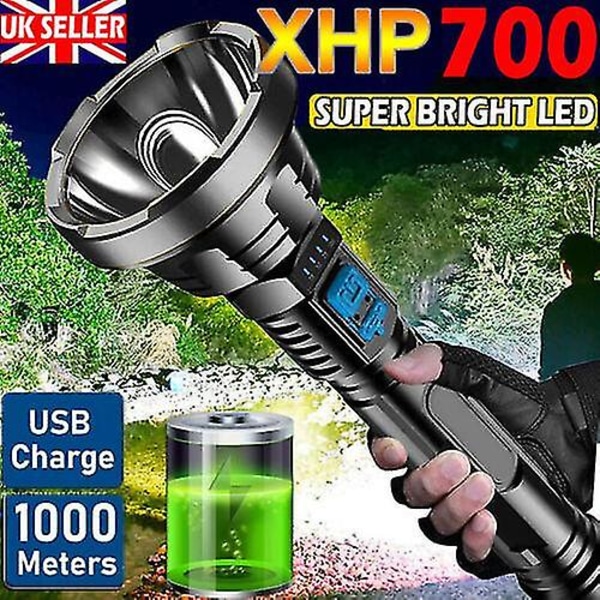 1200000lm LED Ficklampa Super Bright Torch USB Uppladdningsbar Lampa Hög effekt